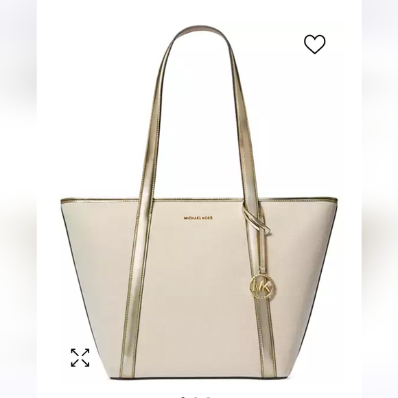 🔥SALE Michael Kors Jet Set Travel Large Top Zip Tote Color Natural/Pale Gold - Picture 4 of 4